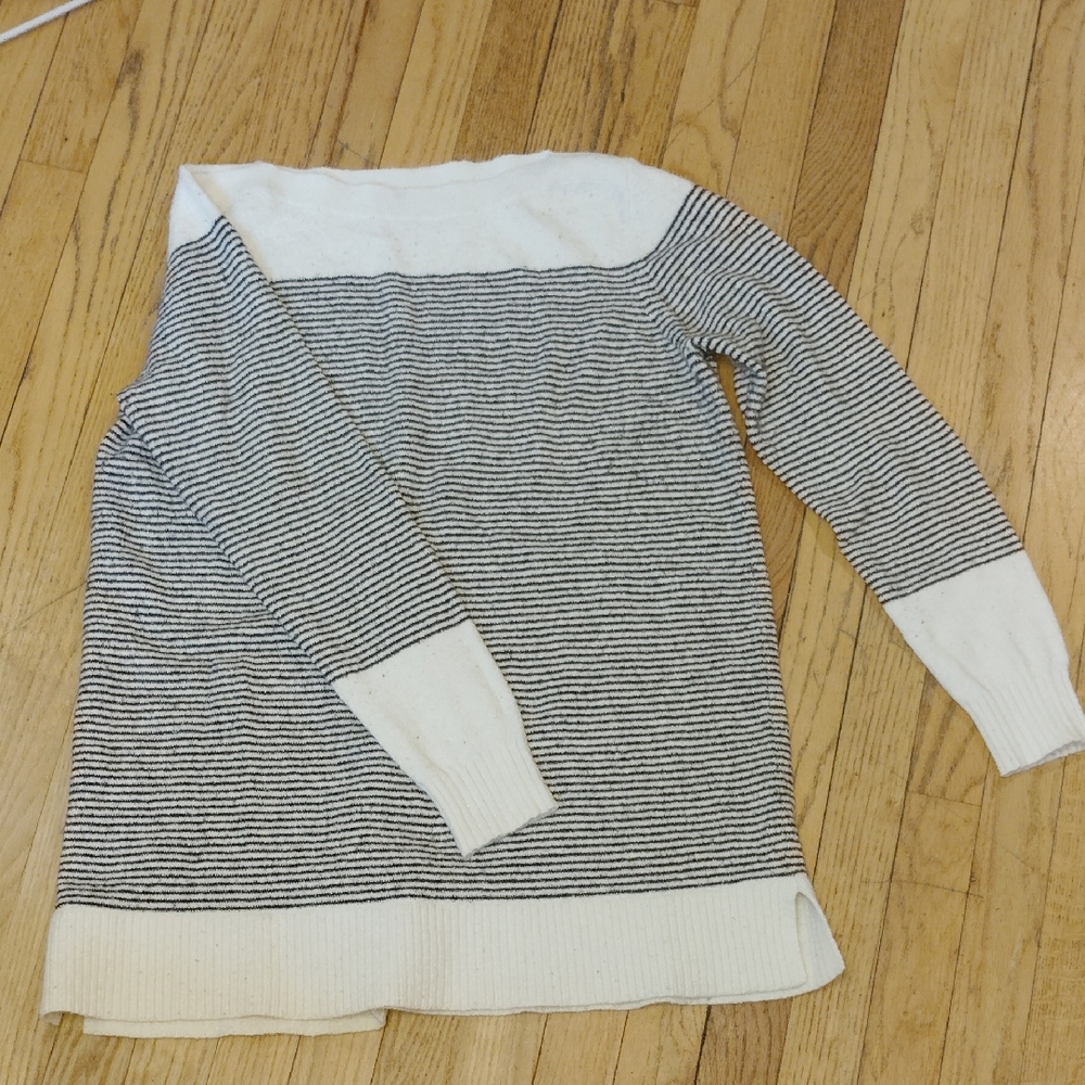 LOFT Black and White Striped Sweater
